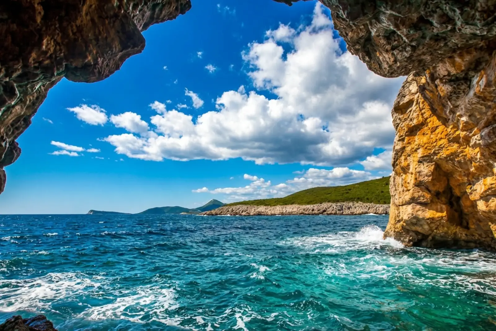 Blue Cave Adventure - 3h (Private) Speedboat cruising at speed through the open waters of Boka Bay