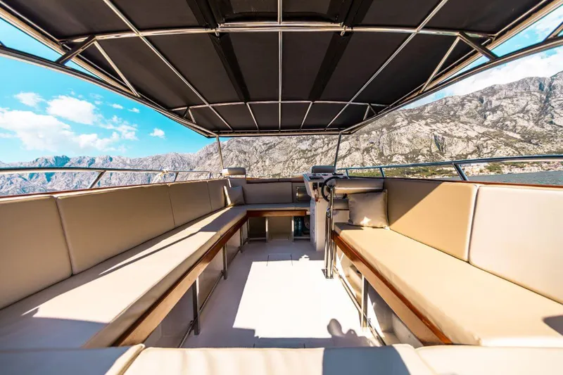 Extended sundeck for lounging on the Don Amon charter boat Extended sundeck for lounging on the Don Amon charter boat