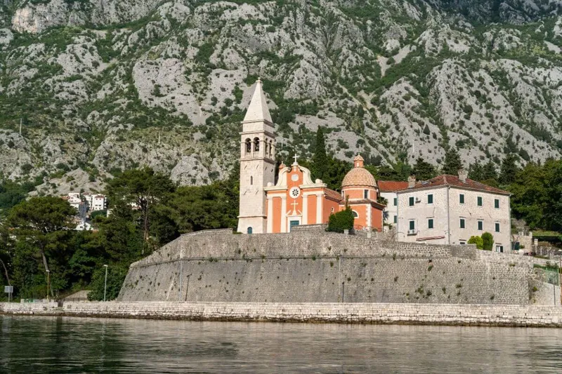 Our Lady of the Rocks island glimpsed during a private bay cruise Our Lady of the Rocks island glimpsed during a private bay cruise