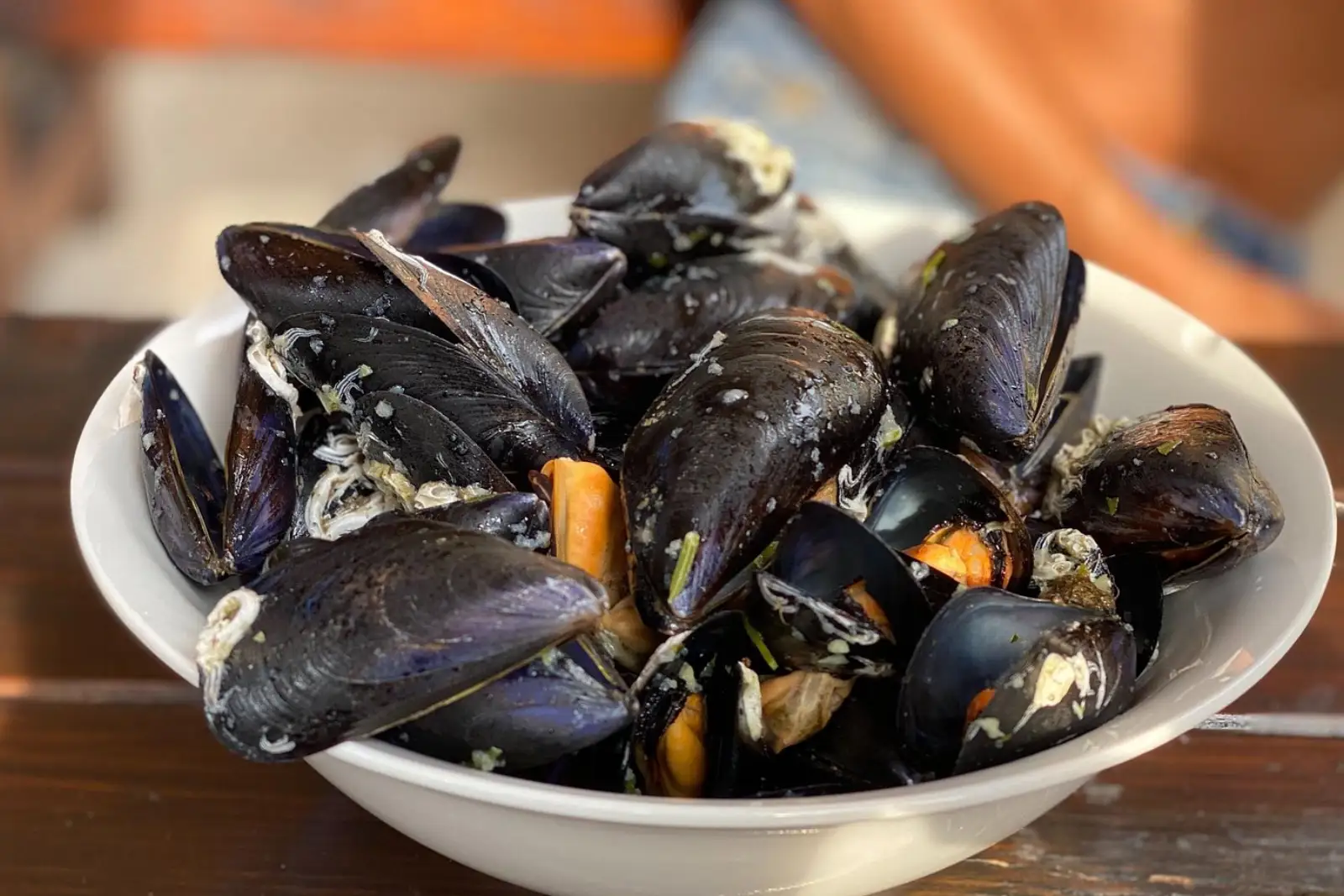 Fresh organic mussels served at a seaside family farm in Boka Bay Fresh organic mussels served at a seaside family farm in Boka Bay